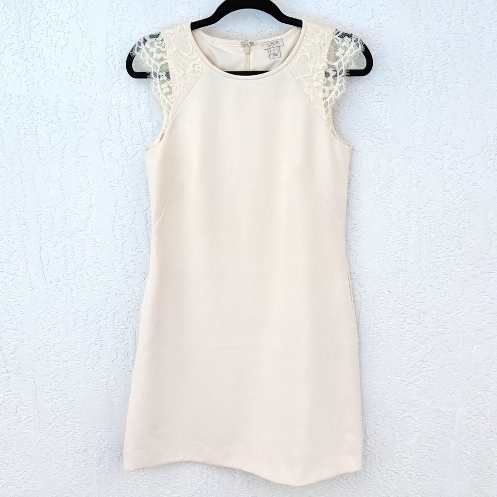 J. Crew Cream Ivory Lace Cap Sleeve Sheath Dress